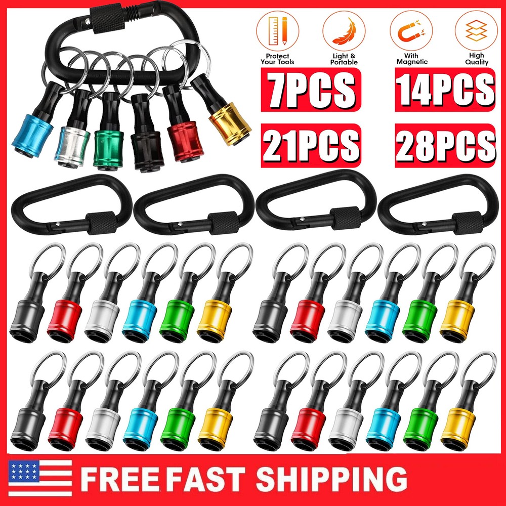 1/4" Hex Shank Quick Release Keychain Screwdriver Drill Bit Holder Bit Set LOT