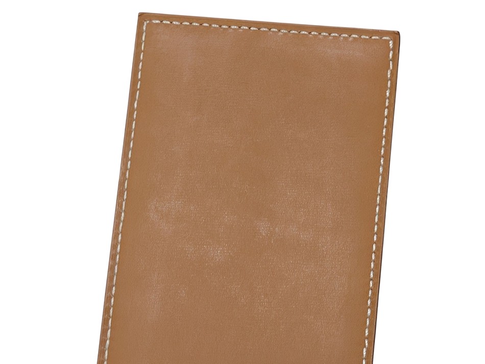 Authentic Hermes Notepad Leather Box Calf Bi-fold with Refill Light Brown