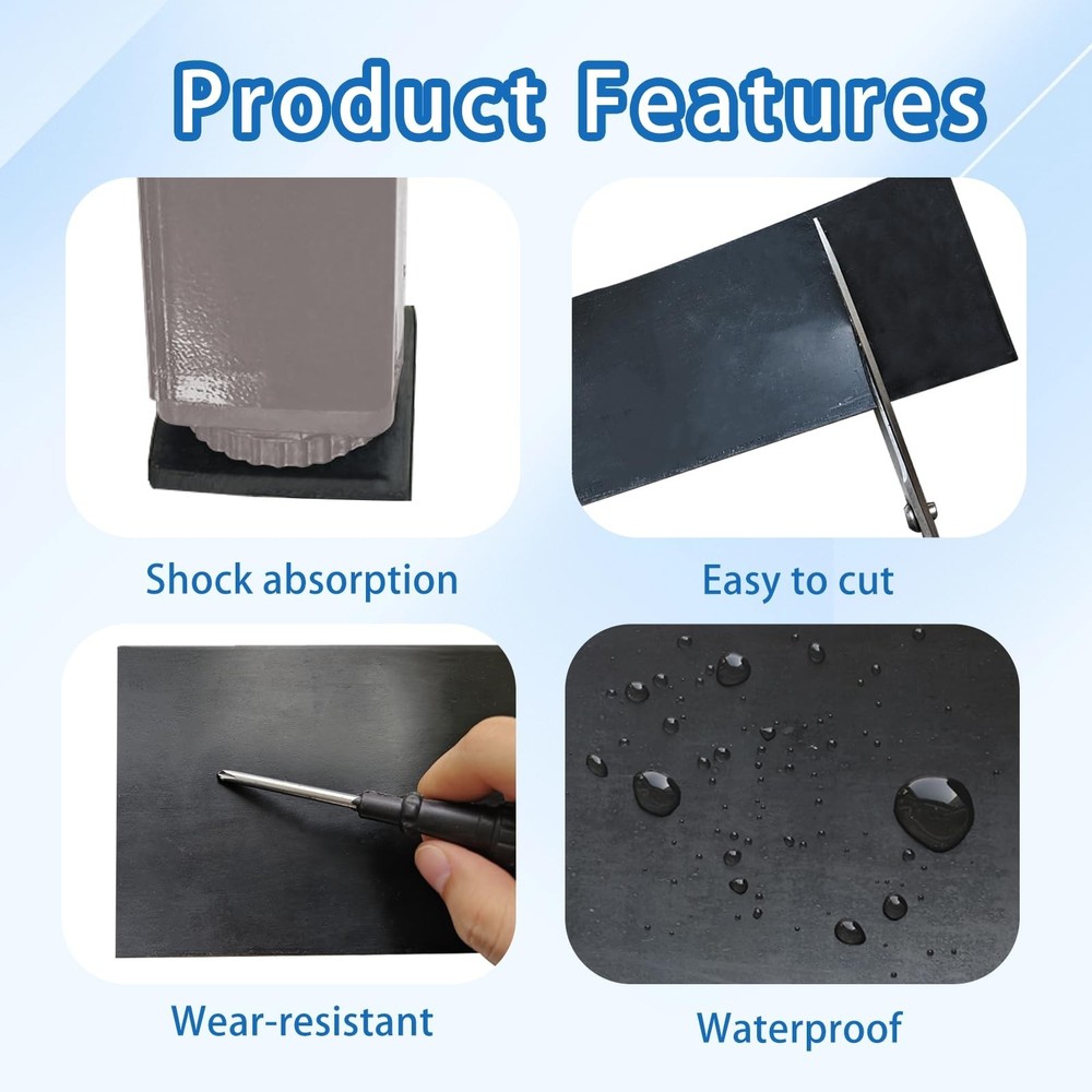 Black Solid Rubber Strip, 1/8 (.125)" Thick X 4" Wide X 10'Long, Solid Flat R...