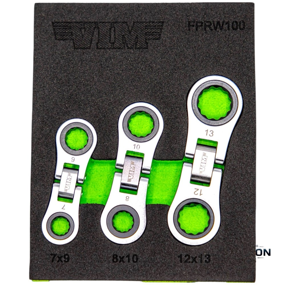 VIM Tools Nano Flex Ratcheting Wrench Set 3 Piece Double Sided Tools w Storage