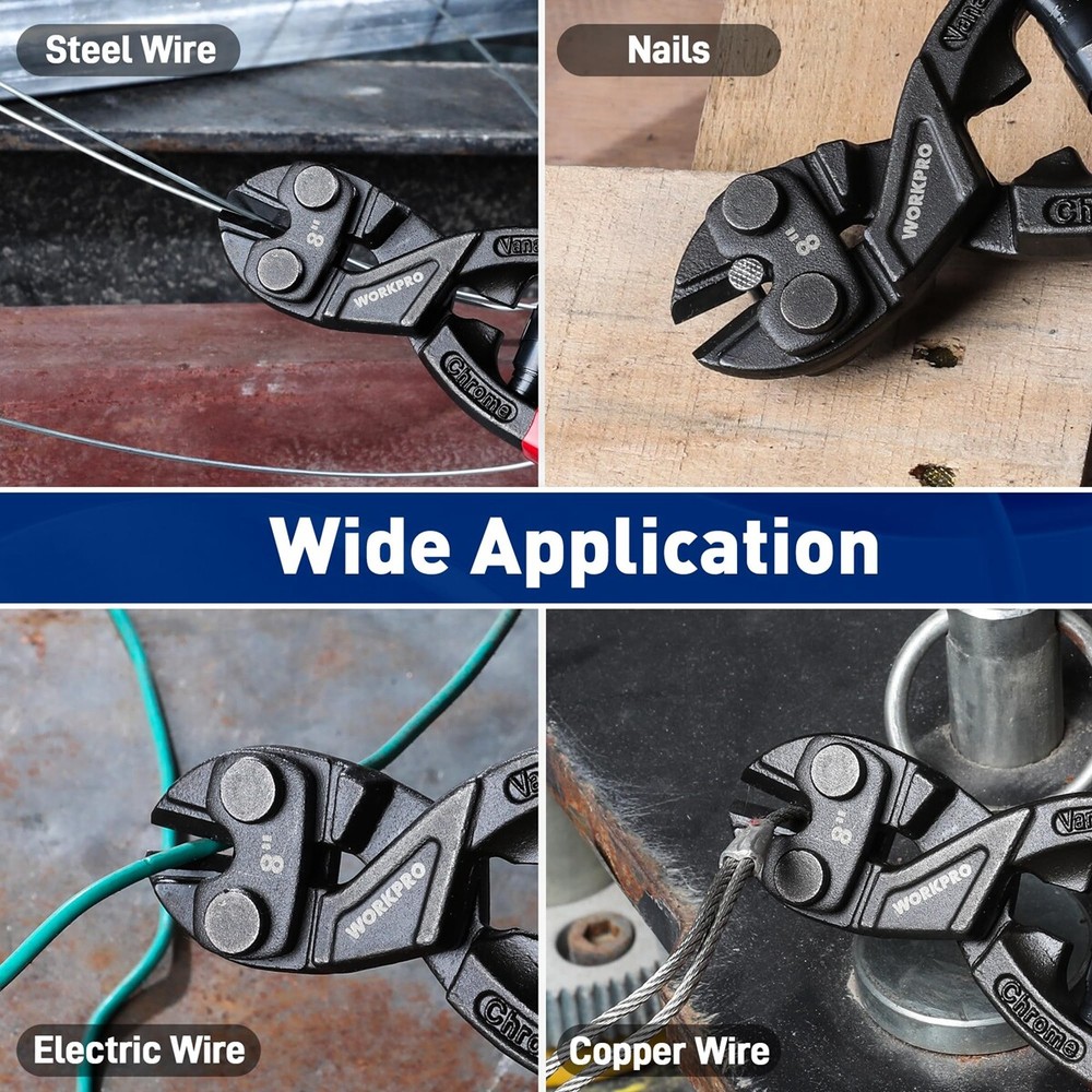 WORKPRO 8" Mini Bolt Cutter Compact Bolt Cutters for Cutting Wire Cables Chains