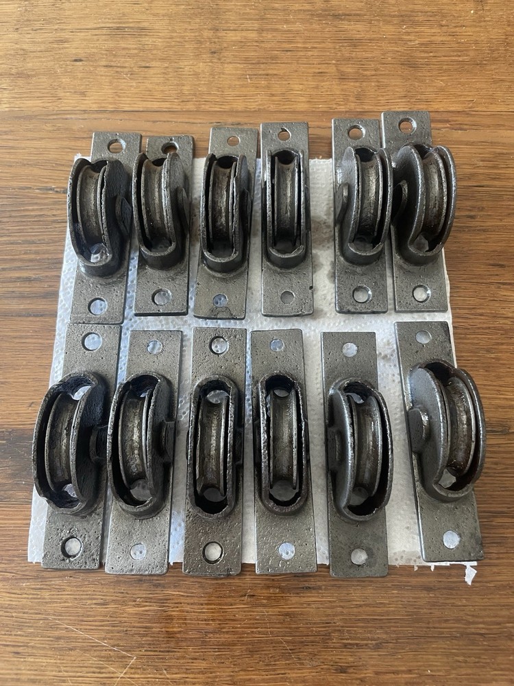 2 x restored Victorian sash window pulleys