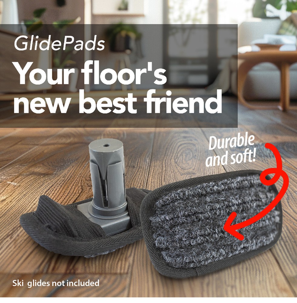 Top Glides GlidePads Walker Ski Glide Covers (Black)