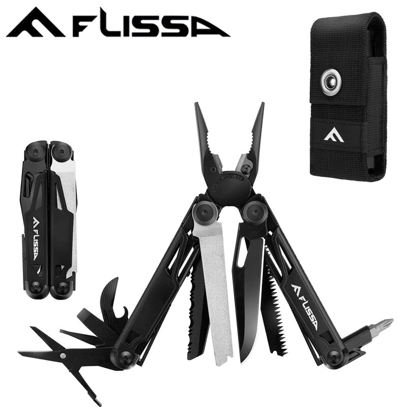 Flissa Multitool 16-in-1 Multitool Plier Bottle Opener Knife Folding Pocket Tool