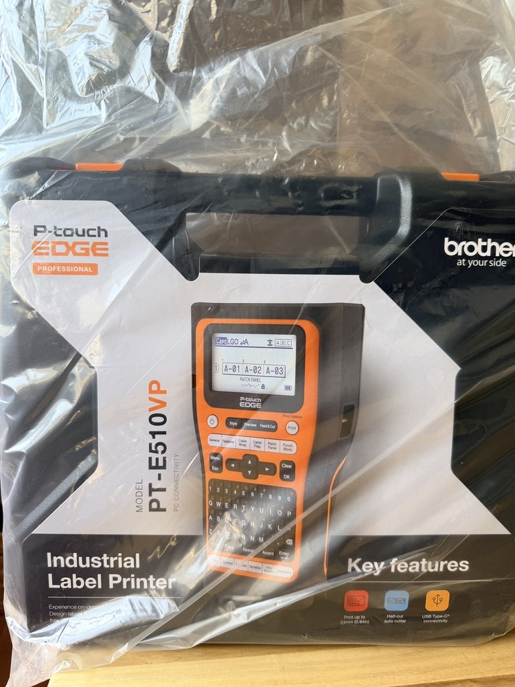 Brother PT-E510VP P-Touch Edge Industrial Label Printer Bundle Kit Dual.