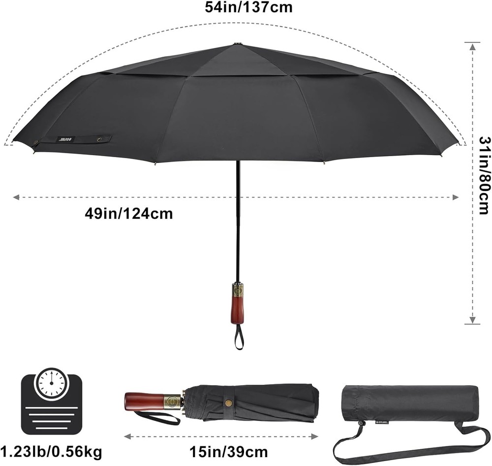 54 Inch Large Compact Windproof Golf Umbrella Rain Oversized Auto Open Close