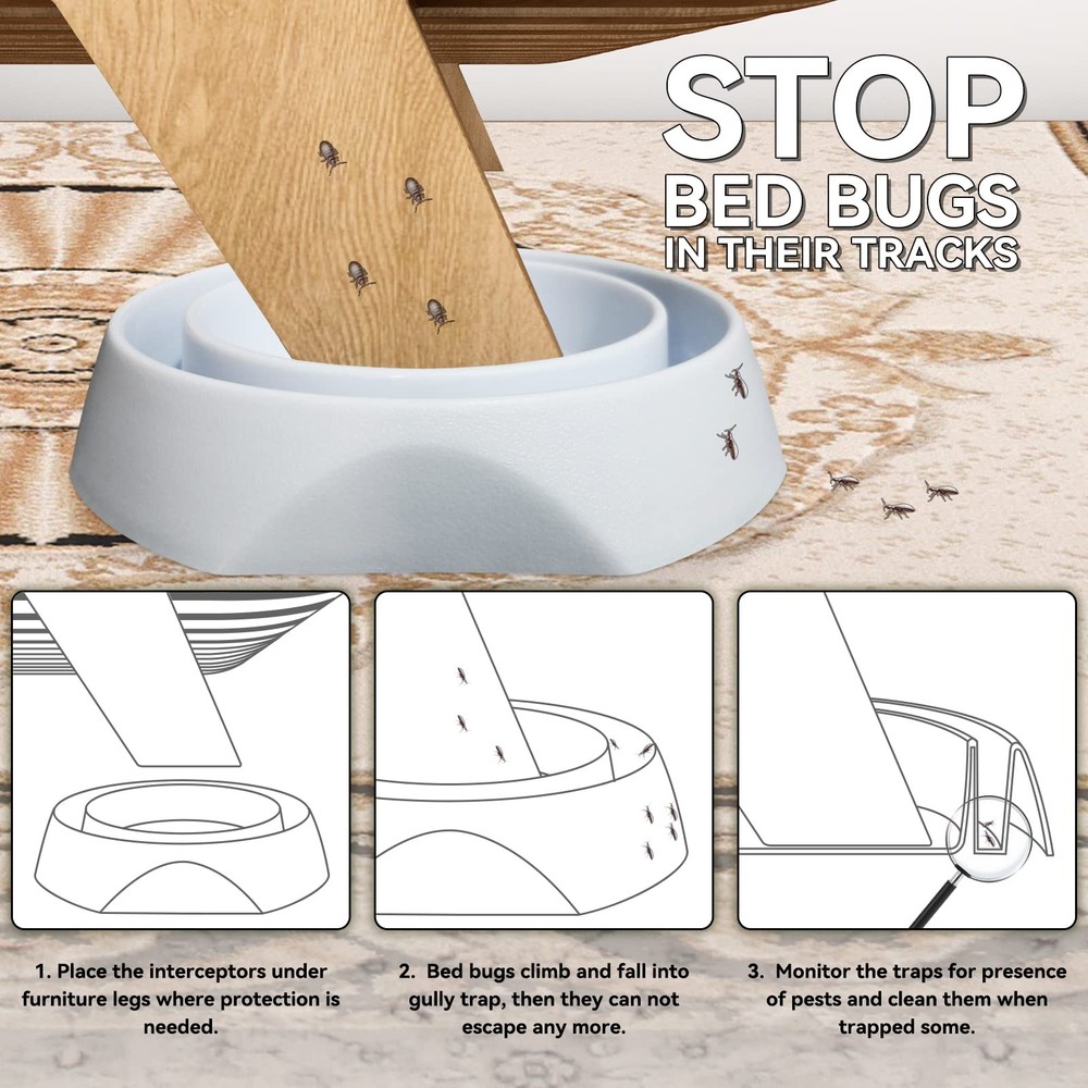 Bed Bug Interceptors with Anti Skid Pads | Bed Bug Trap | Bed Bug Traps and D...