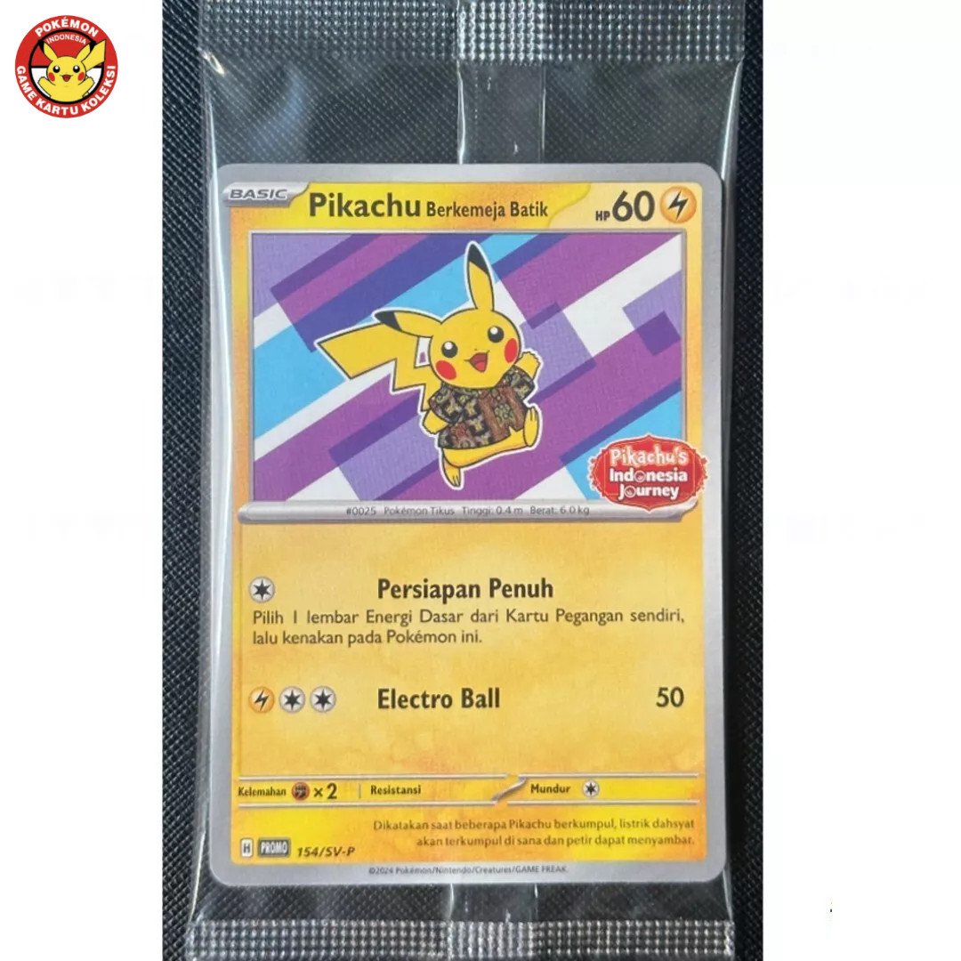 Lot 4 Pikachu Batik Complete Set 101 154 155 190 SV-P Pokemon Indonesia