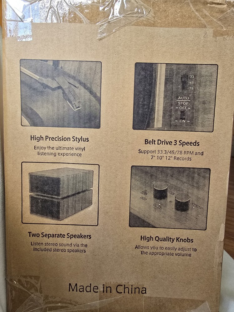 RetroAudio Record Player with 2 ea External Speakers Turntable Bluetooth