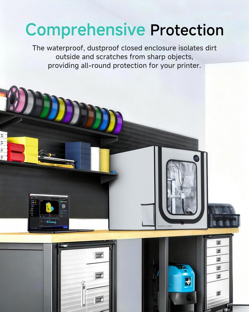 TOPCUBE 3D Printer Enclosure for Bambu Lab A1, Upgraded Large For Grey