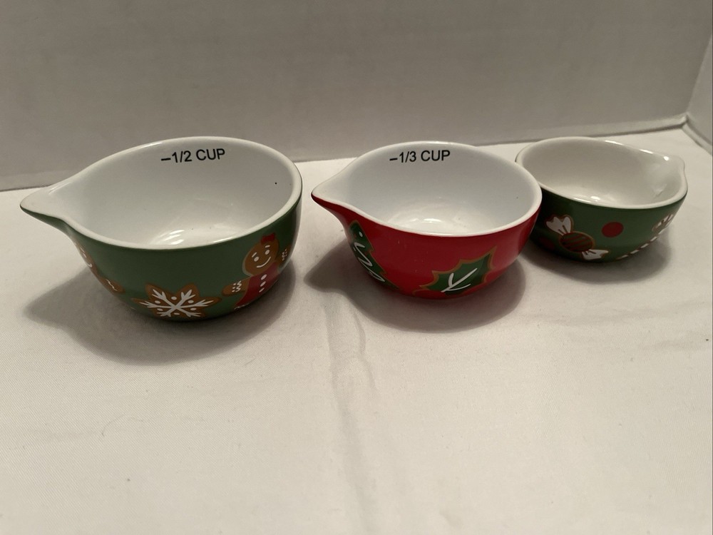 Holiday Time Nesting Measuring Cups Gingerbread Ceramic Measuring Nesting Spoons