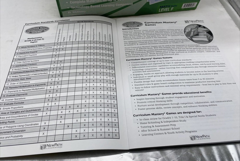 New Path Learning Curriculum Mastery Game Learning System Mathematics Grade 6
