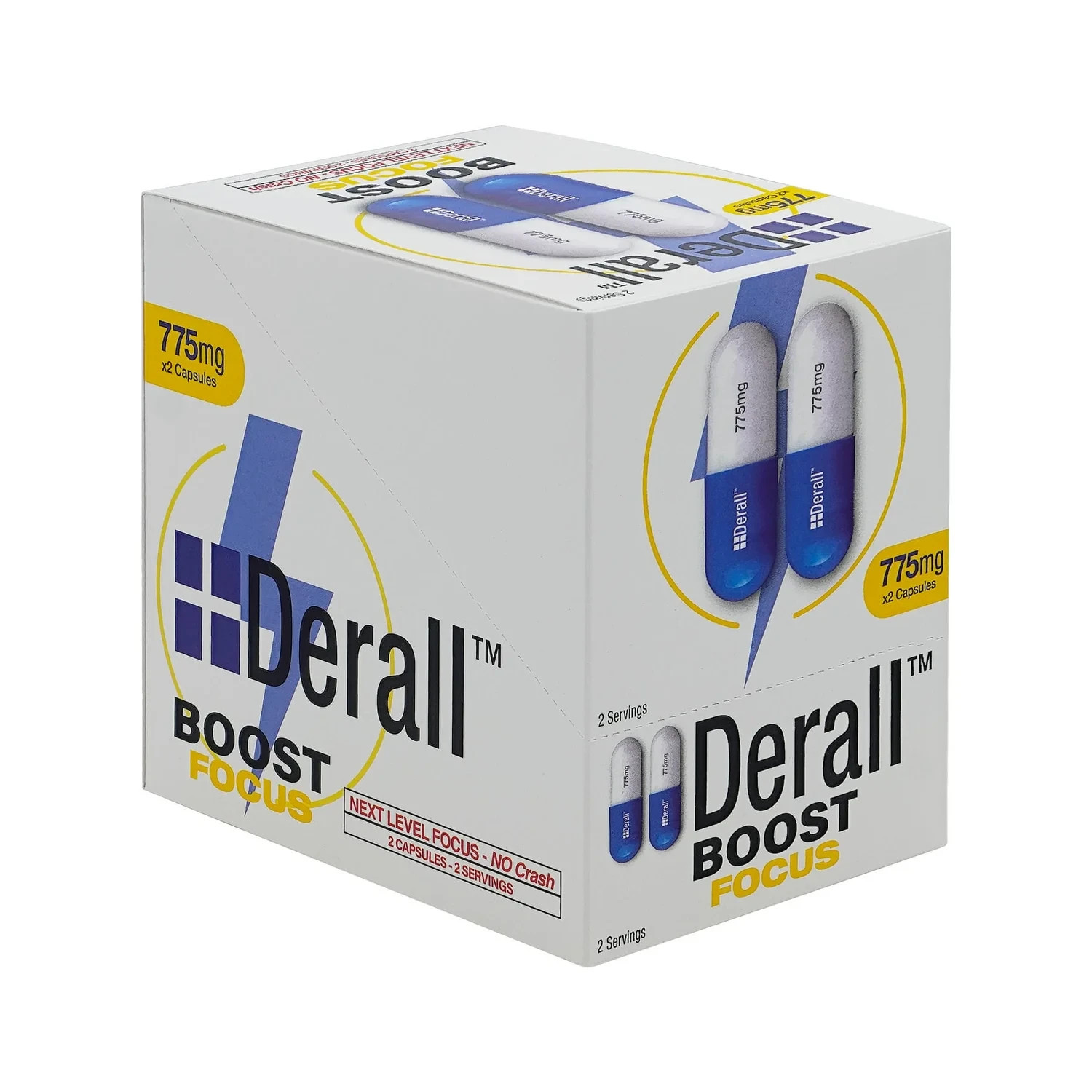 Derall Boost Energize Mental Focus Top Level 775mg 48 Caps - No Crash Exp 02/28