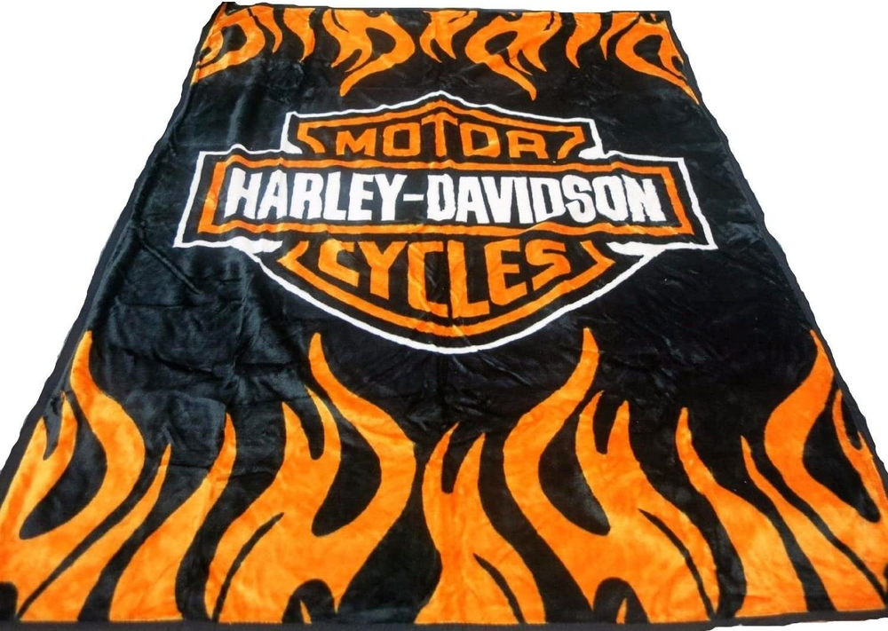 Harley Davidson Queen Full Size Soft Plush Polyester Blanket Throw For Bed Decor