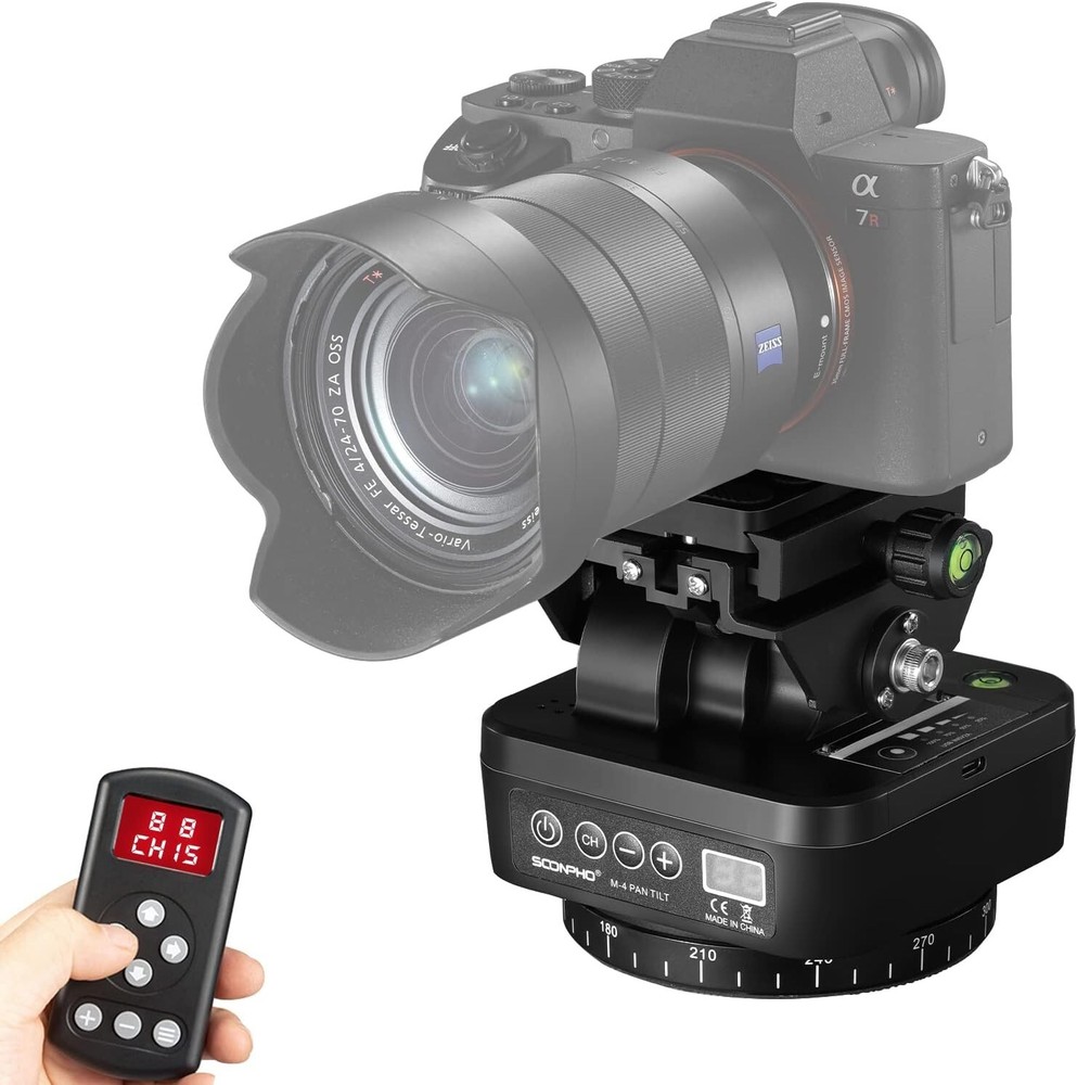 Motorized Panoramic Tripod Head Remote Control Smartphone DSLR Camcorder