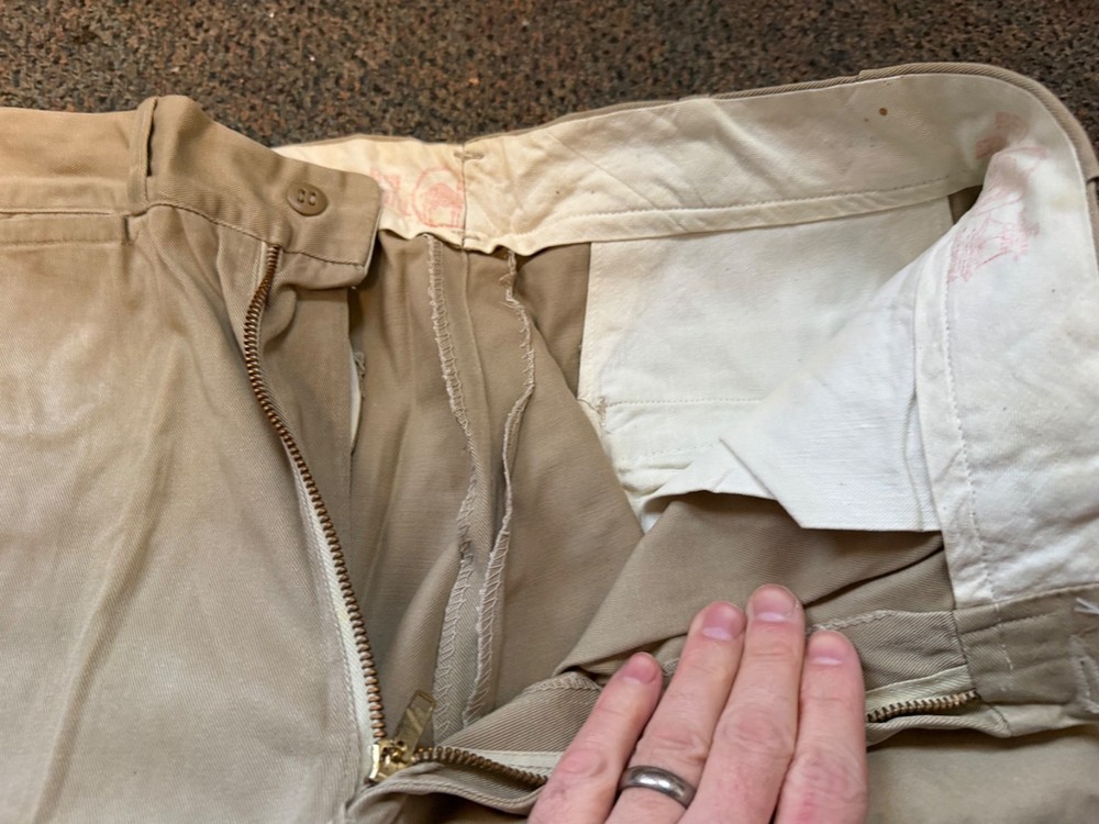 ORIGINAL WWII US ARMY EM NCO FIELD "KHAKI" SUMMER TROUSERS- SMALL 32X31