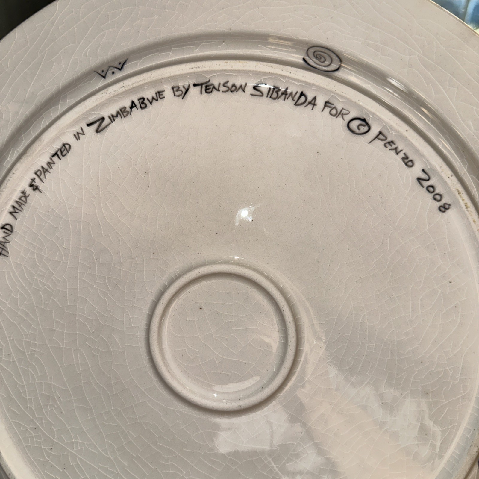 Penzo Zimbabwe Hand Painted 12.25 In Plate Gembok Signed 2008