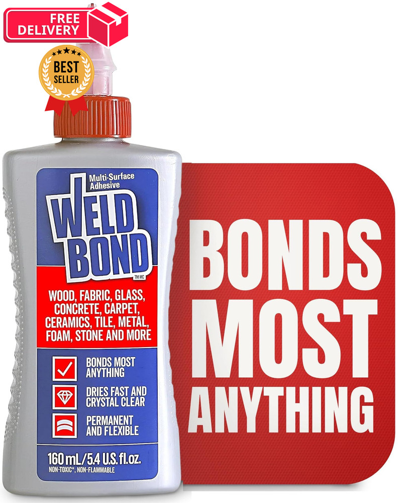 Weldbond Multi-Surface Strong Glue – Fast Drying for Wood, 1 pack, Clear