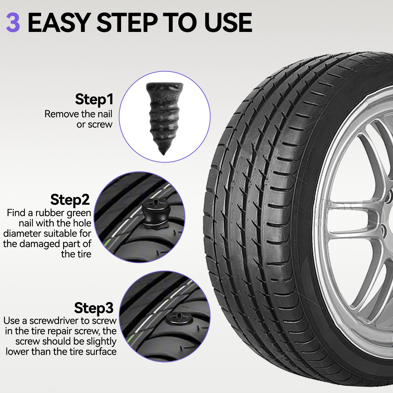 75PCS Tire-Puncture Repair Kit Heavy Duty Offroad Plugs For Tubeless Tire US