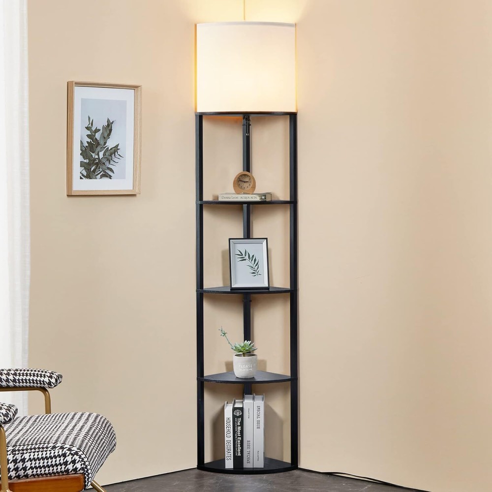 Corner floor lamp with shelf - High corner lamp with zip switch