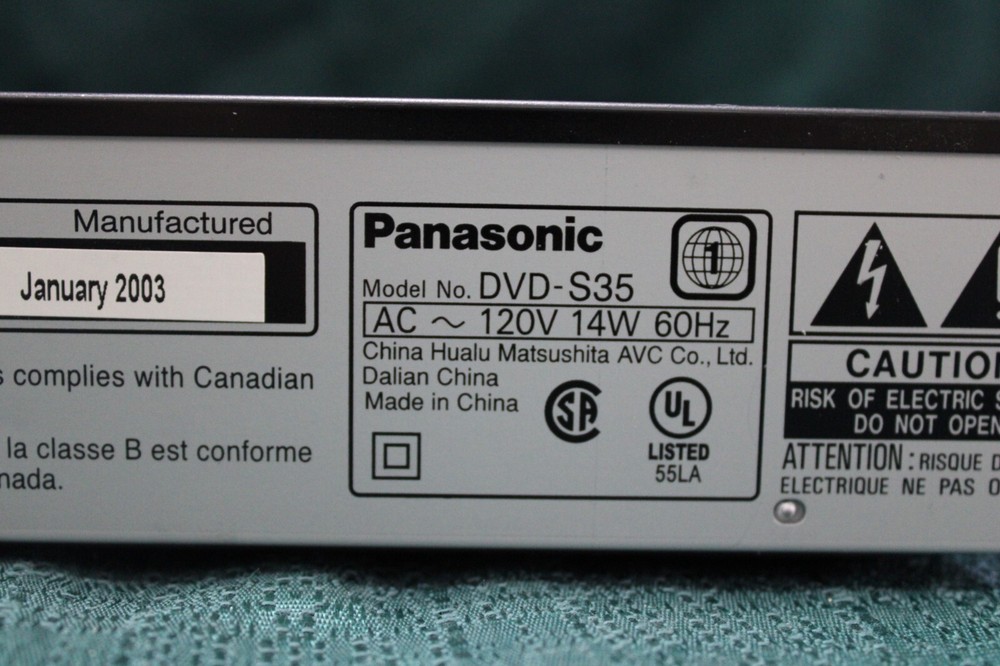 Panasonic DVD-S35 DVD Player - Tested & Working - Missing Knob -