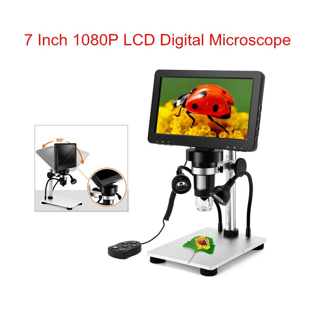 TOMLOV 7" Lcd Digital Microscope 1200x Coin Magnifier 1080p Video Camera 12MP