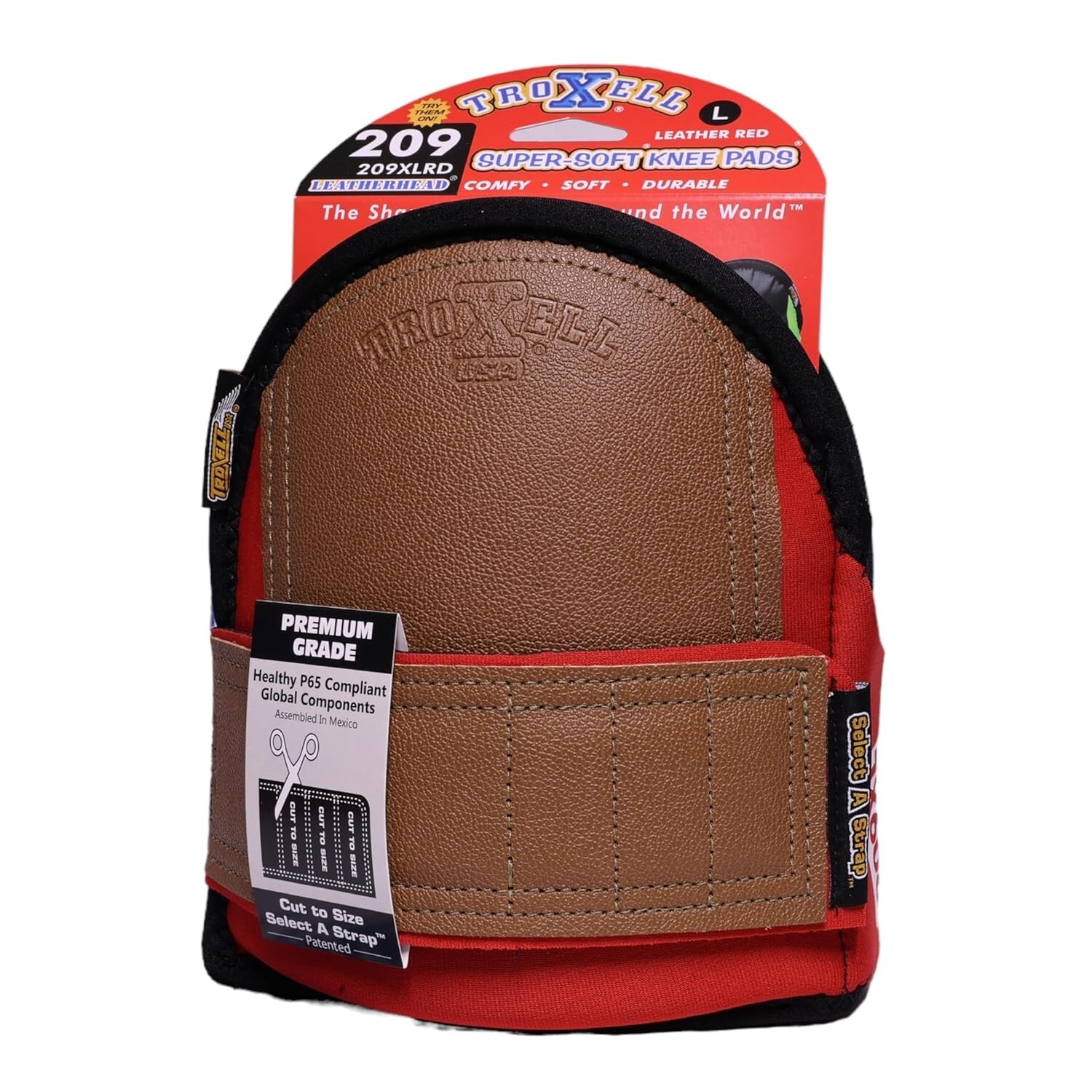 TROXELL USA SuperSoft Leatherhead Kneepads (Large-Sized-RED)