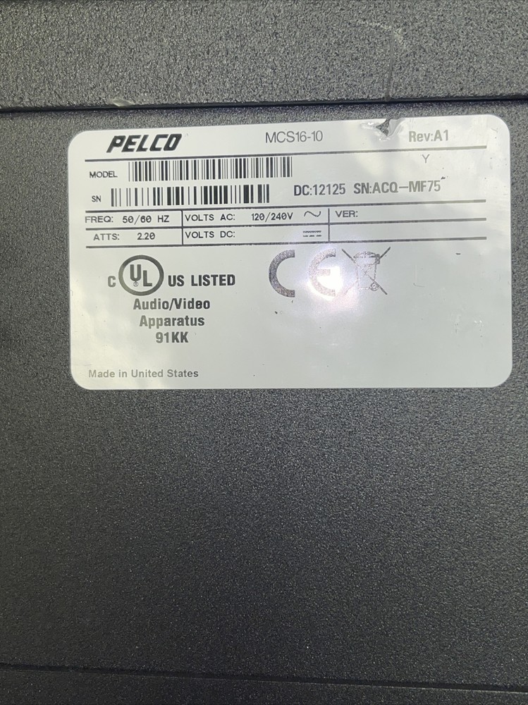 PELCO MASTER POWER SUPPLY  MCS16-10