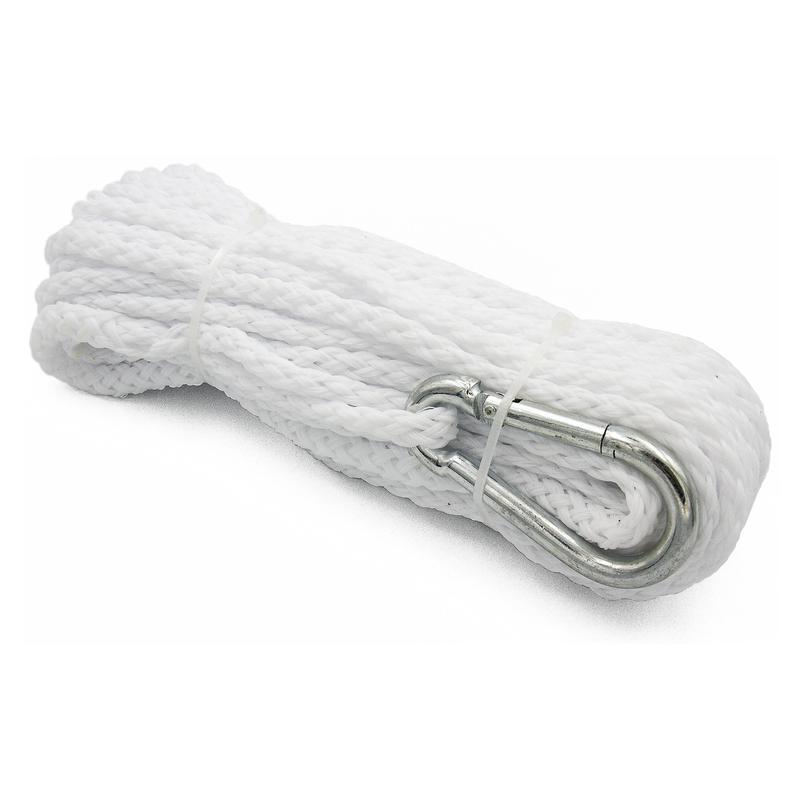 50ft Braided Polypropylene Anchor Line W/ Snap Hook Durable Rot-Resistant Rope