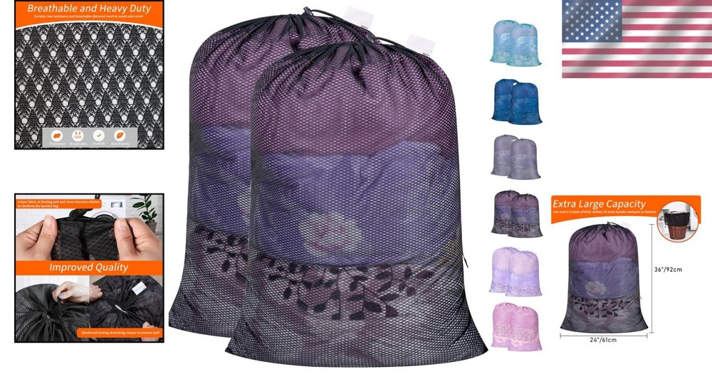 Durable Large Laundry Storage Bags with Drawstring Closure - 50 lbs Capacity