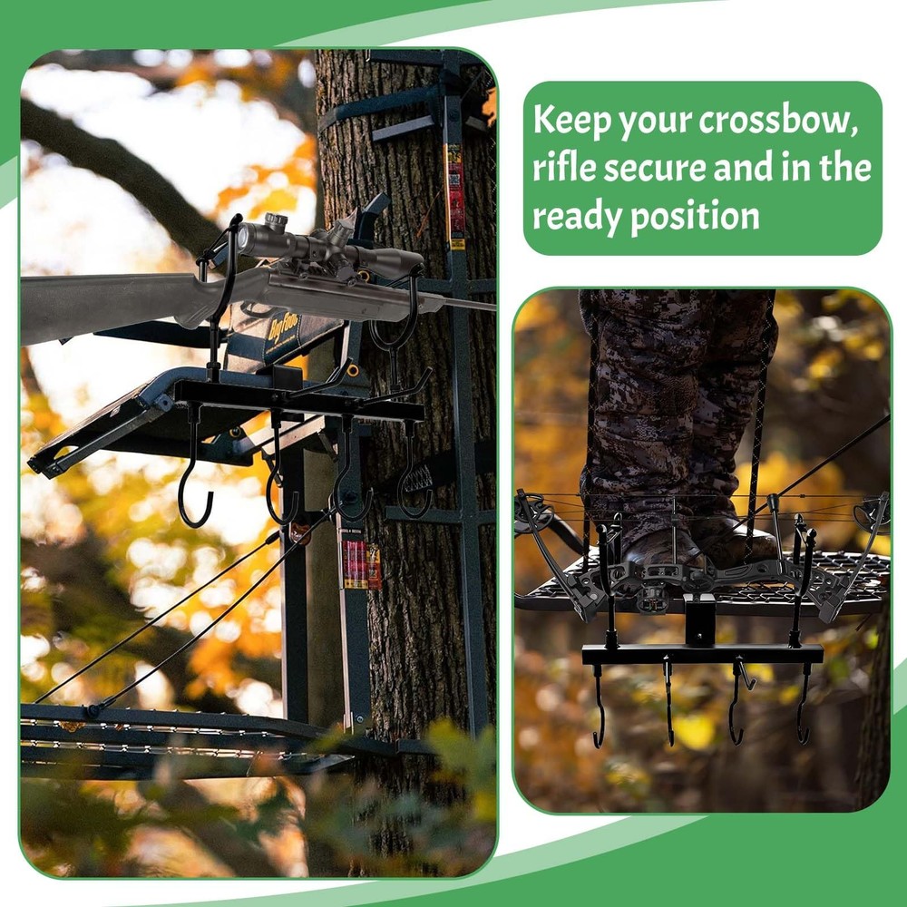 Metal Tree Stand Gun Holder, Rustproof Rest with 6 black