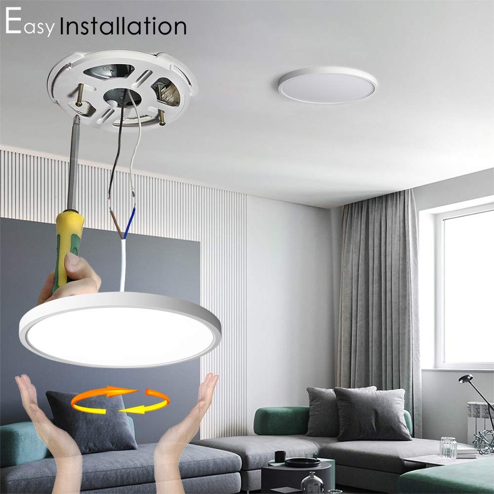 Flush Mount 12 Inch Ceiling Light Milk White Shell 20W Surface Mount LED Ligh