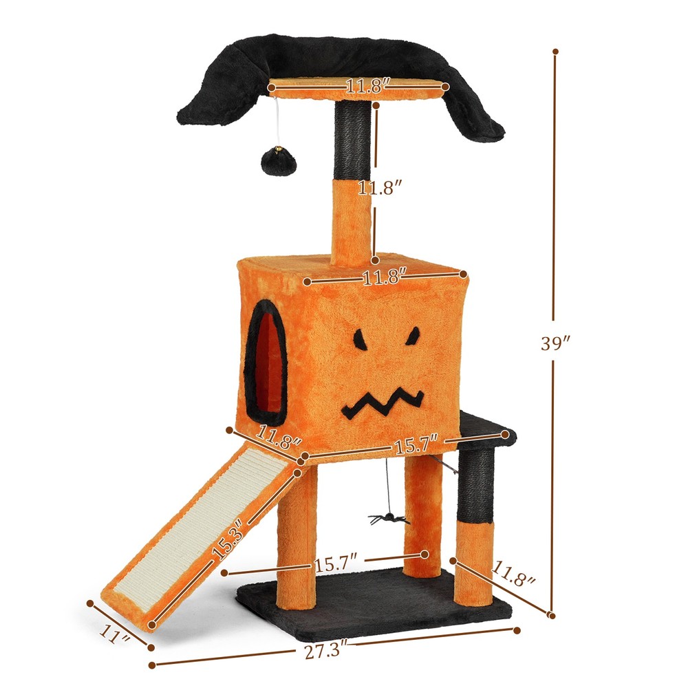 39.4" Halloween Cat Tree Cat Tower Cat Tree Spacious Cat Condo Scratching Posts