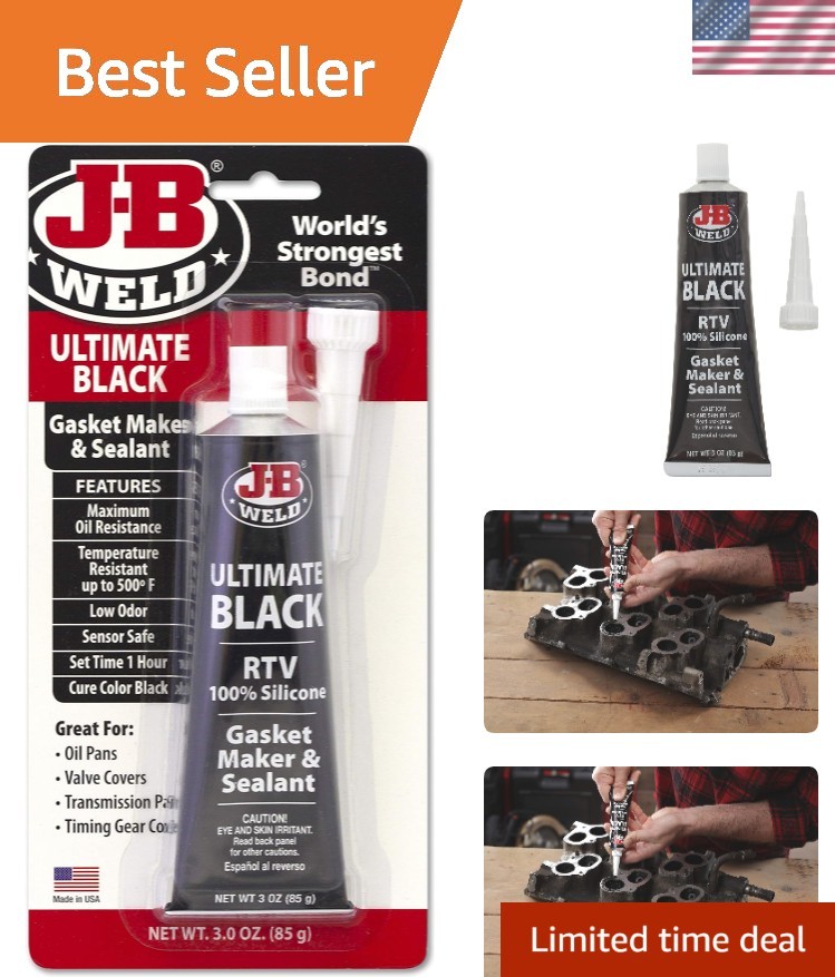 Versatile 3 oz. Ultimate Black RTV Silicone Gasket Maker - Durable & Sensor Safe