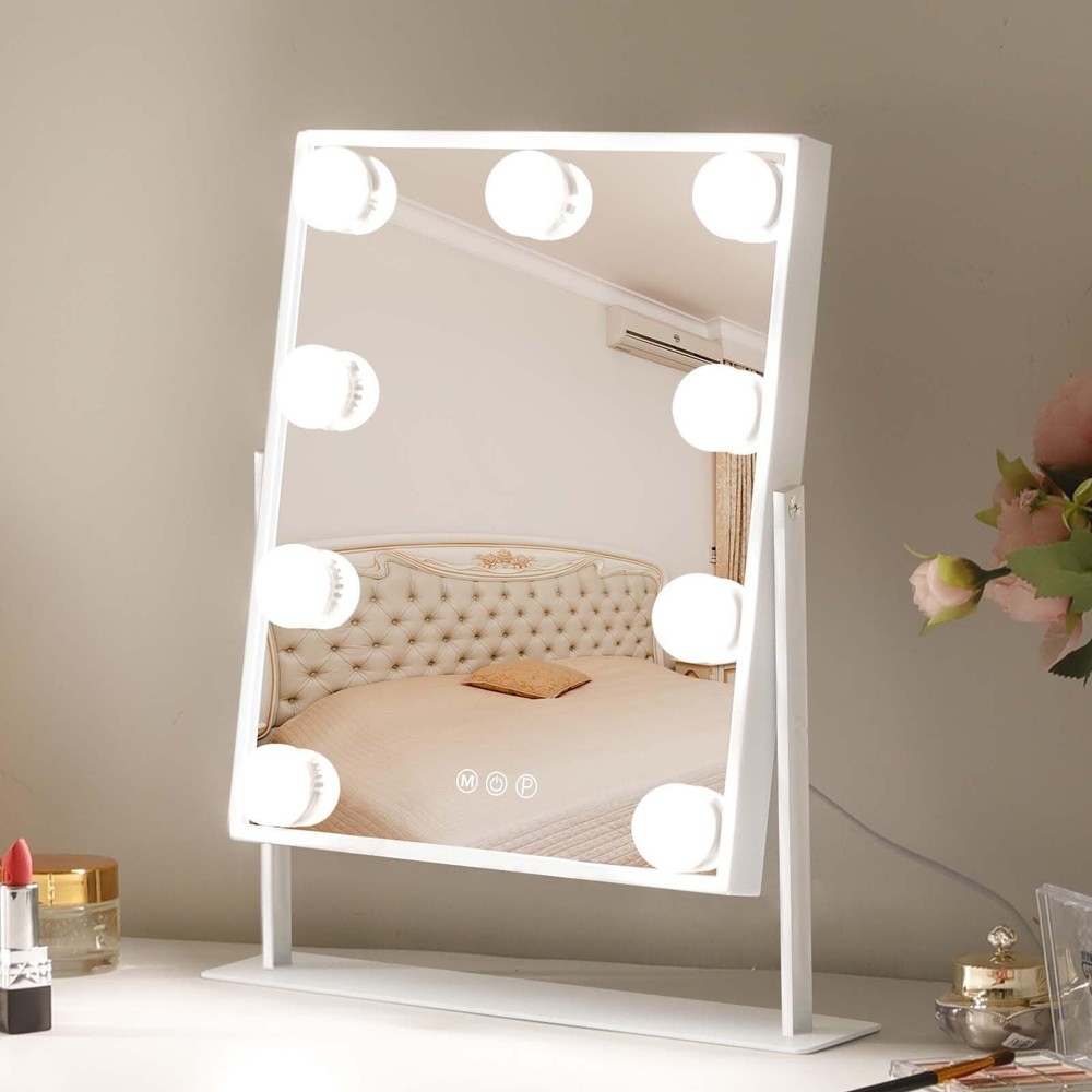Vanity Mirror With Lights 360° Rotation Touch Control Adjustable Colors & Bright