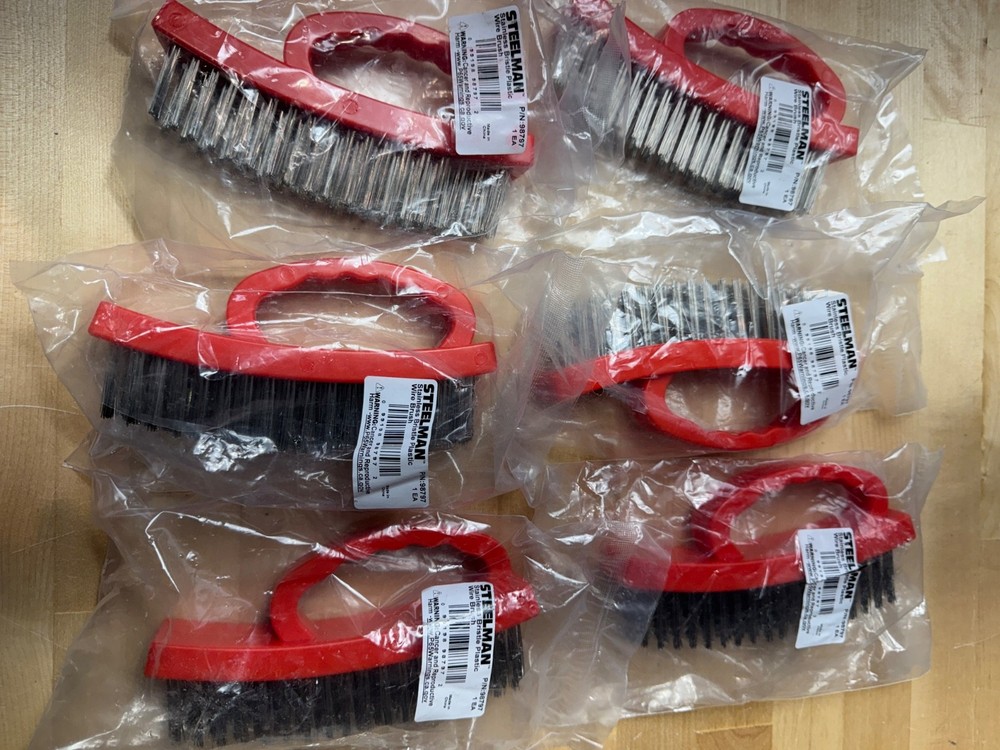 6 QTY - STEELMAN Stainless Bristle Plastic Wire Brush 98797 LOT