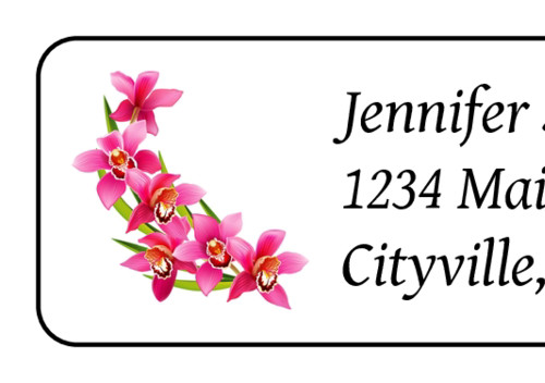 30 personalized Pink Flowers return address labels stickers tags
