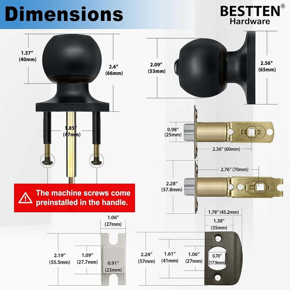 2 Pack Matte Black Keyed Entry Door Knobs – Elegant Security Solution