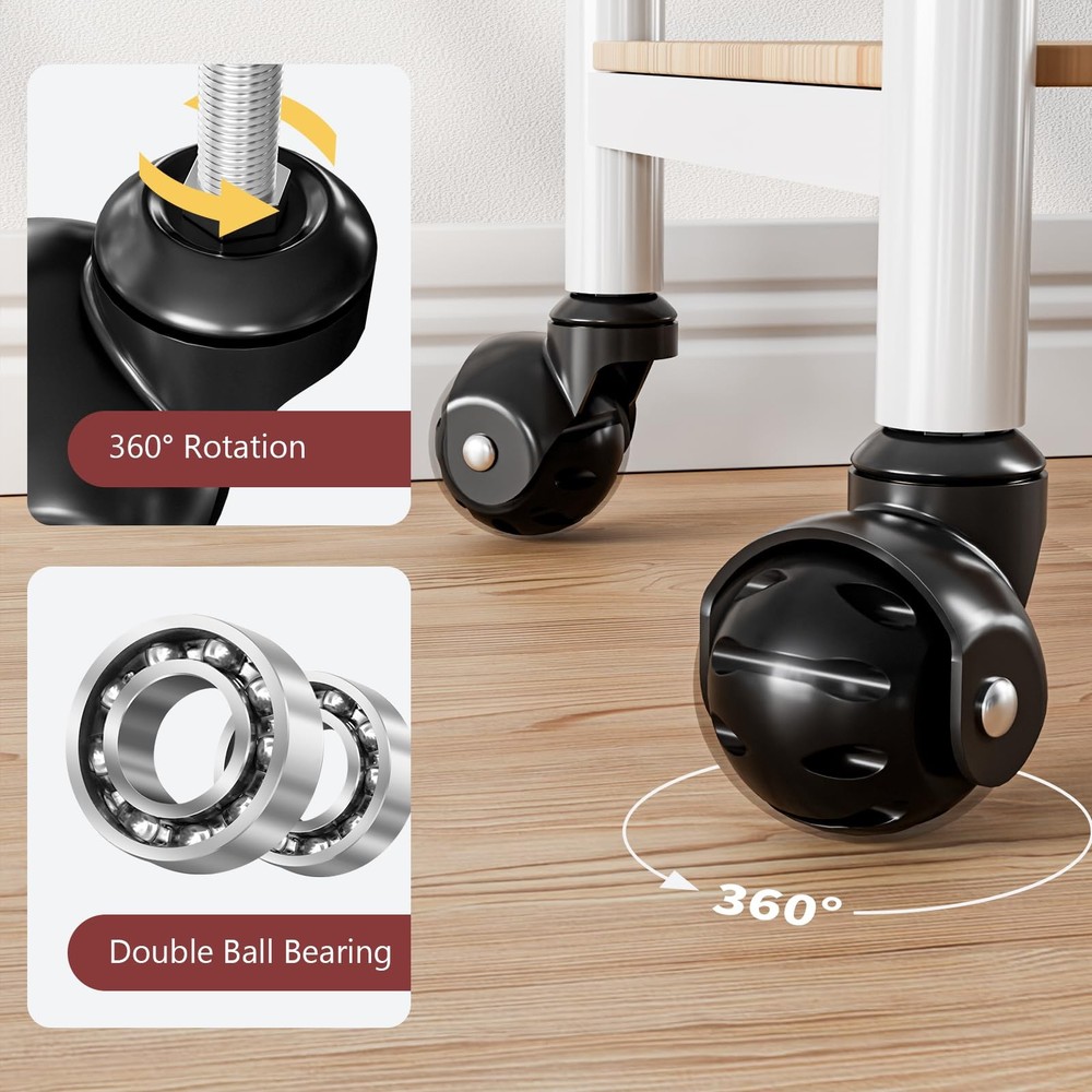 2 in Ball Caster Wheels - Threaded Stem Castors (Stem Diameter 3/8", Black
