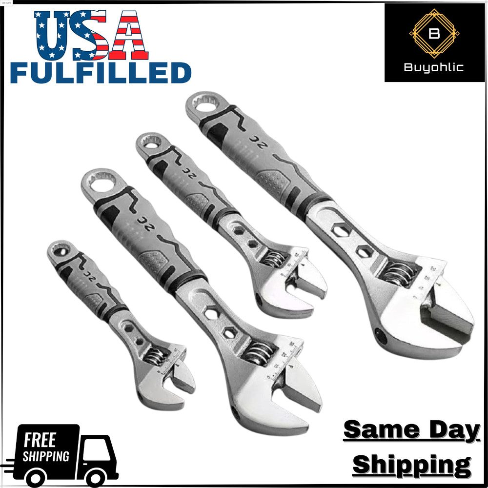 Adjustable Wrench with Black Handle-USA FULFILLED