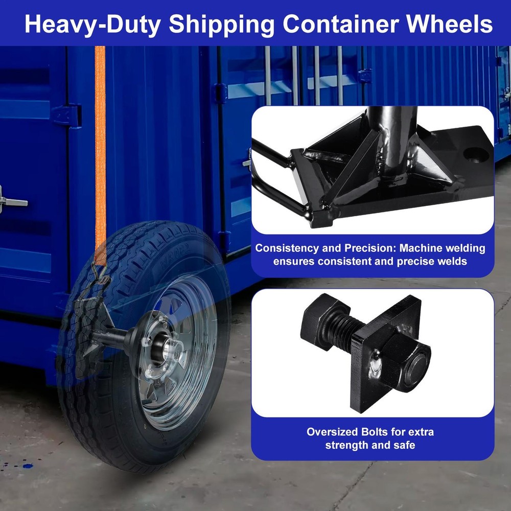 2 Pack Shipping Container Wheels 5.5-Lug Wheels Kit, Shipping Container Accessor