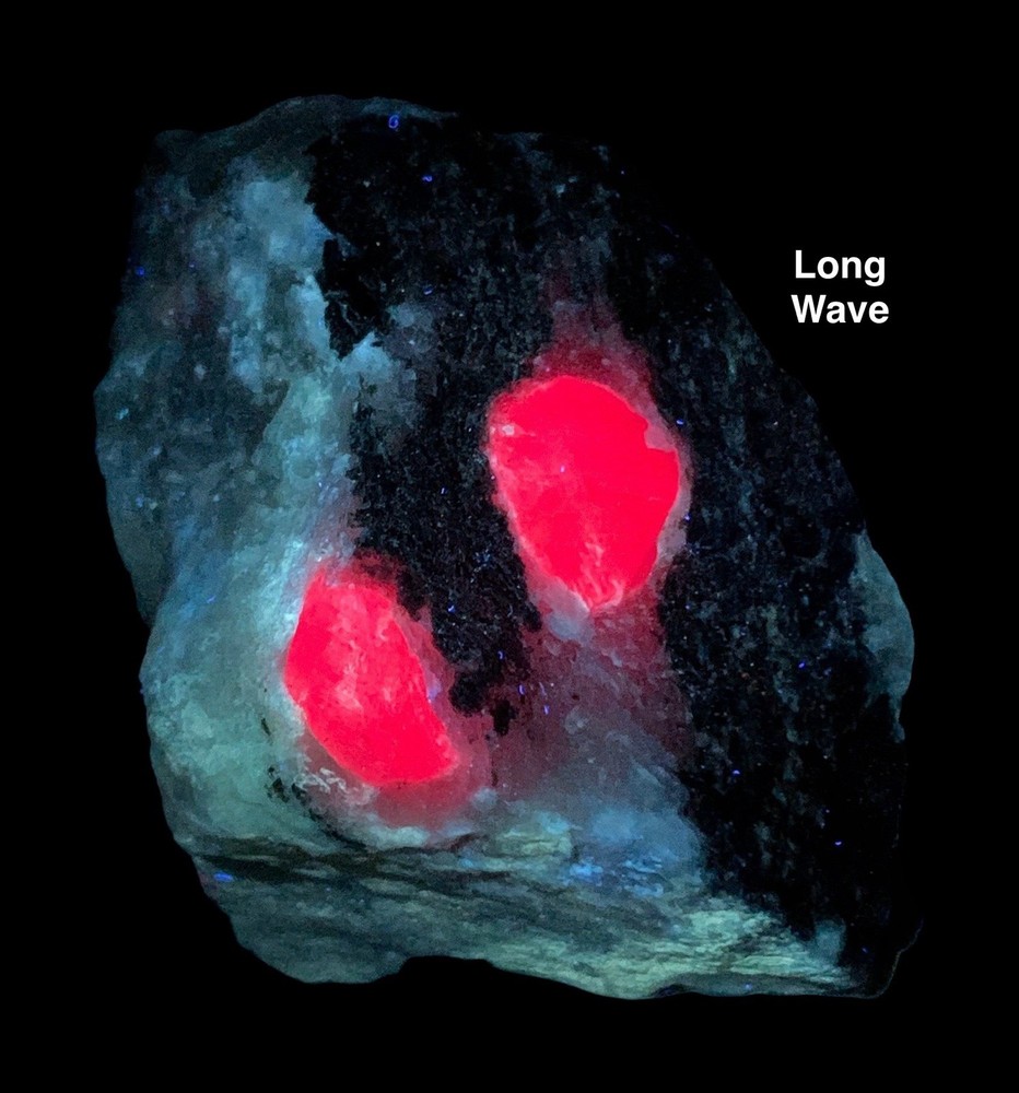 [159] 173GM fluorescent Ruby On Black Matrix Specimen From Badakhshan Afghanis