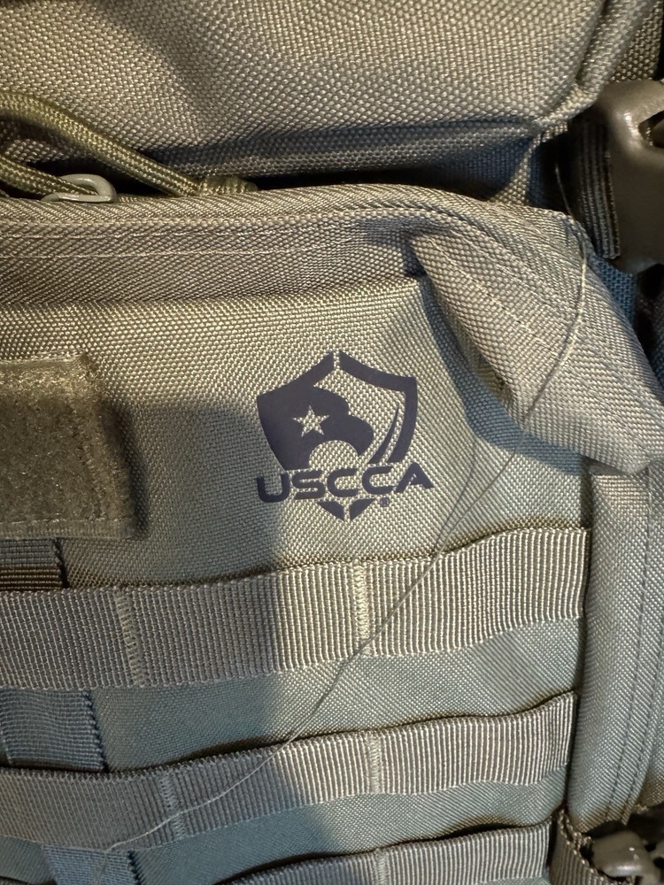 USCCA Tactical Backpack Green MOLLE American Flag Patch Adjustable Straps