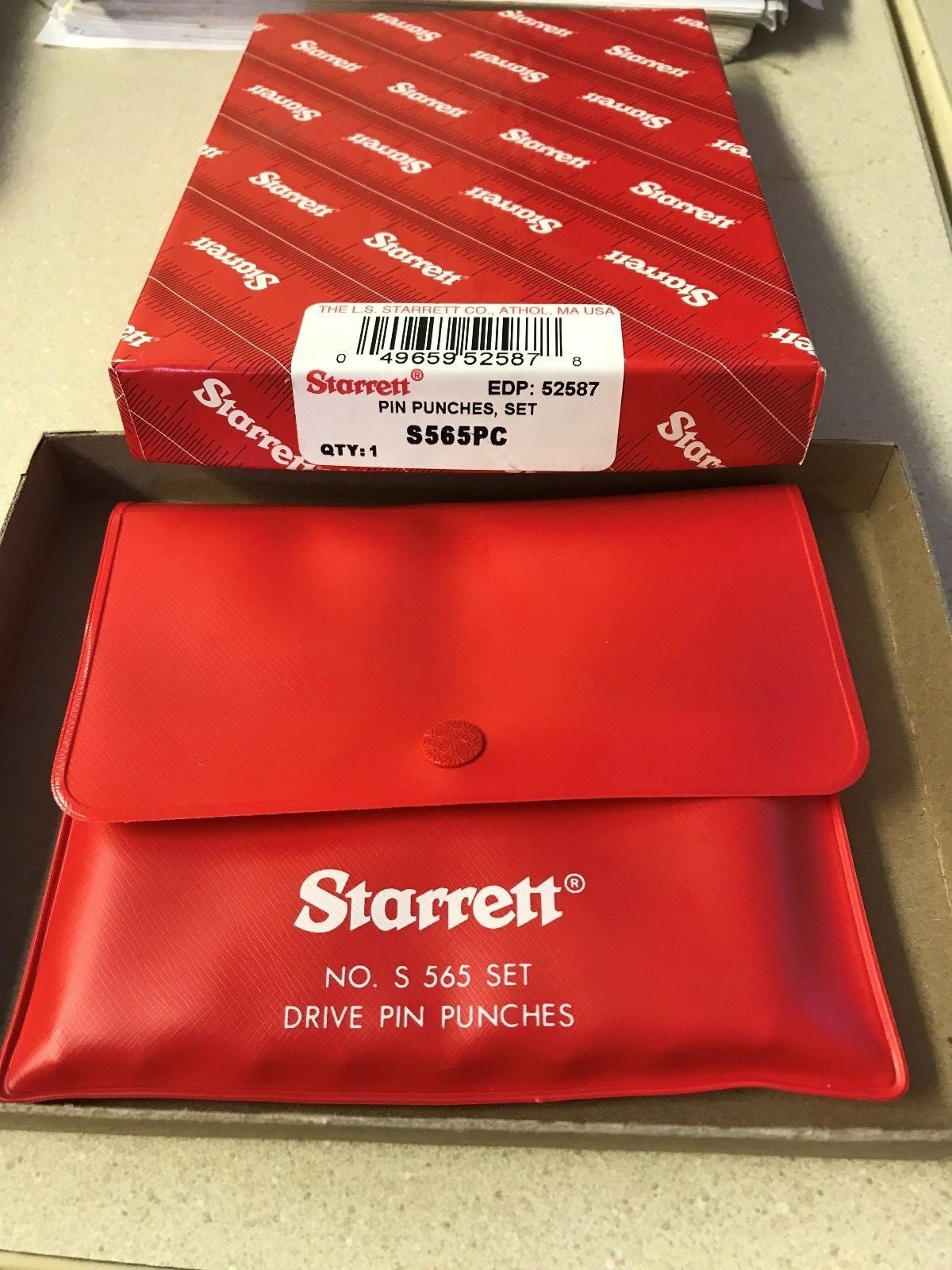 STARRETT 8PC DRIVE PIN PUNCH SET IN CASE #S565PC #52587