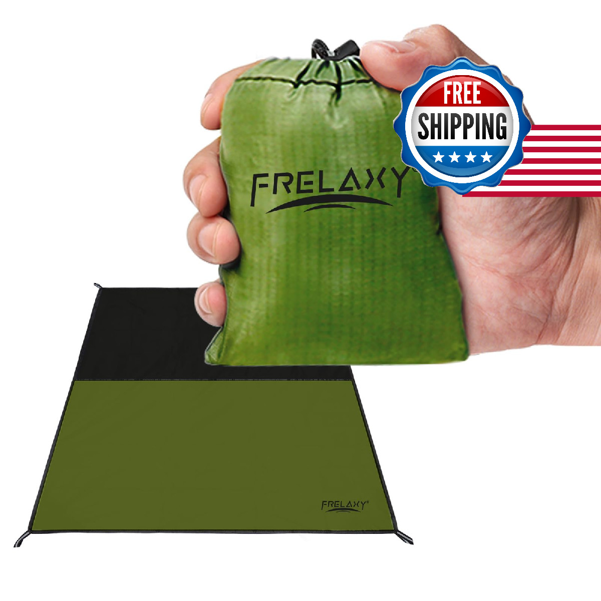 Frelaxy Pocket Picnic Blanket, Waterproof Sandproof Beach Mat, Compact Camping T