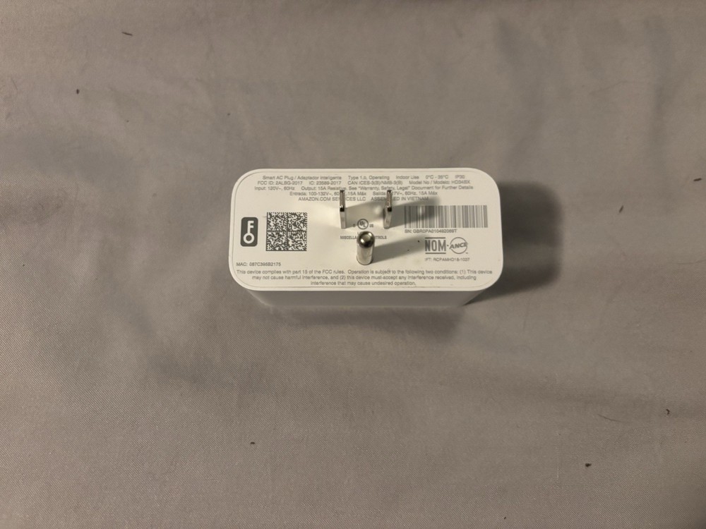 Amazon Smart Plug Model C2YY37 Works With Alexa - White