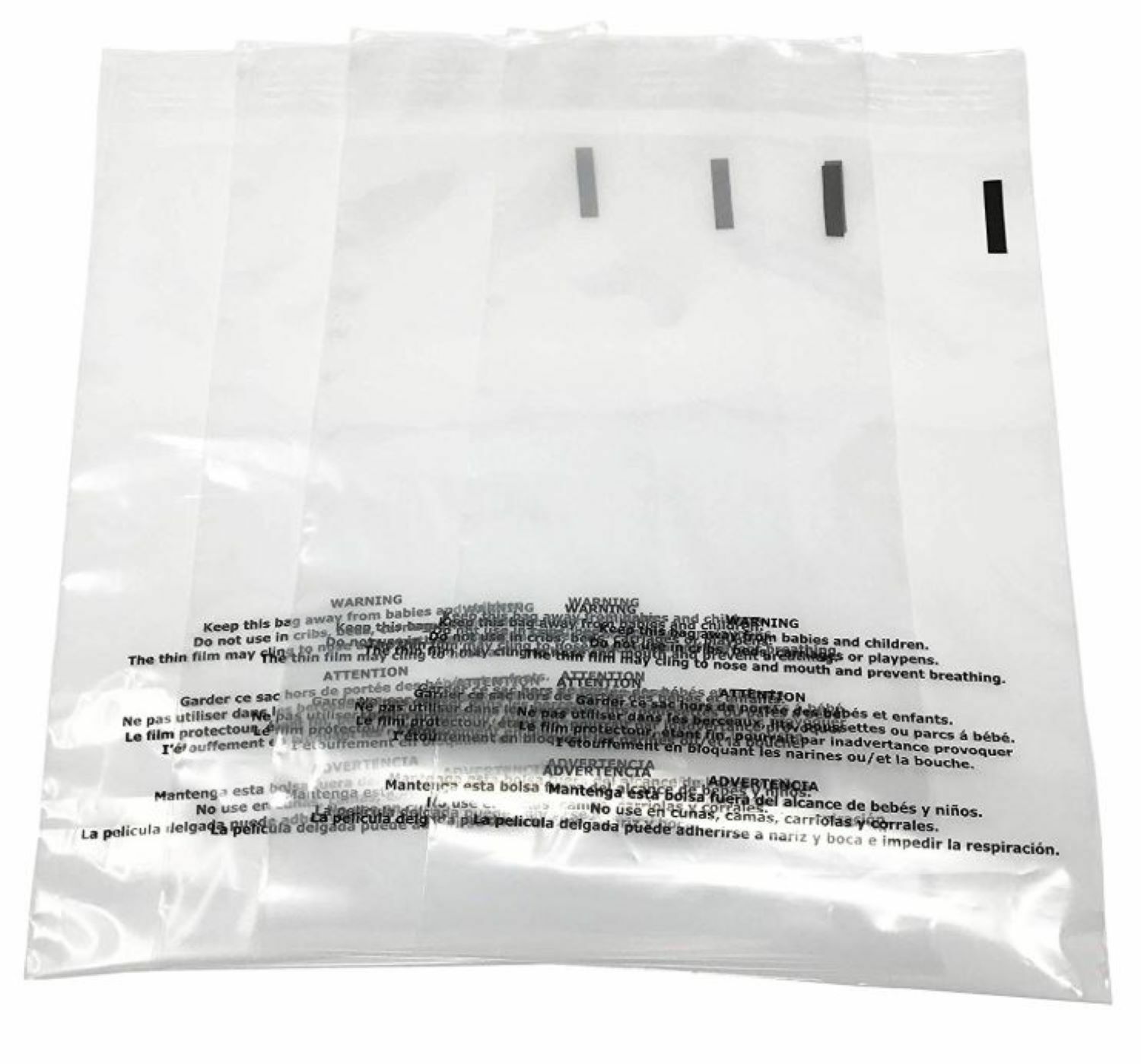 Self Sealing Suffocation Warning Bags 1.5mil - 6x9 8x10 9x12 10x13 12x15 18x24