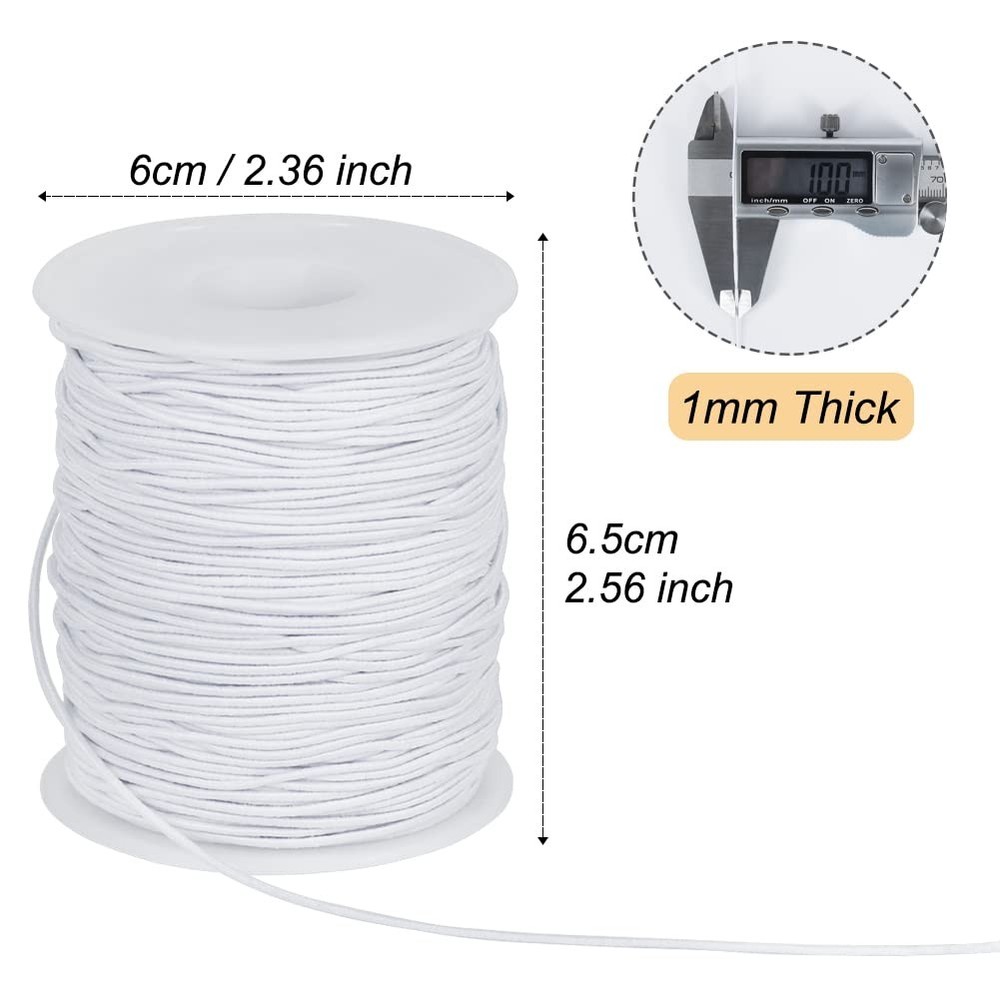 White Elastic String, 328 Feet 1mm Stretchy Bracelet String Bead 1MM,