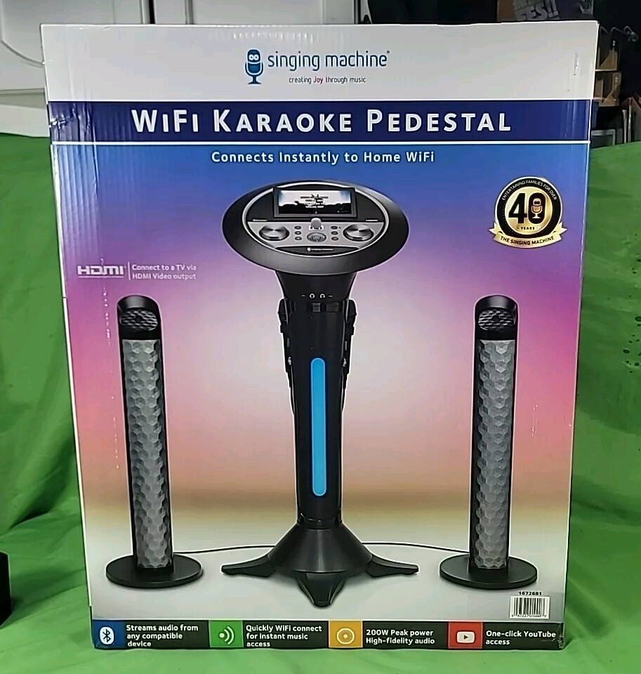 Premium Wi-Fi Karaoke System 7'' Touchscreen Singing Machine - Two Mics Complete