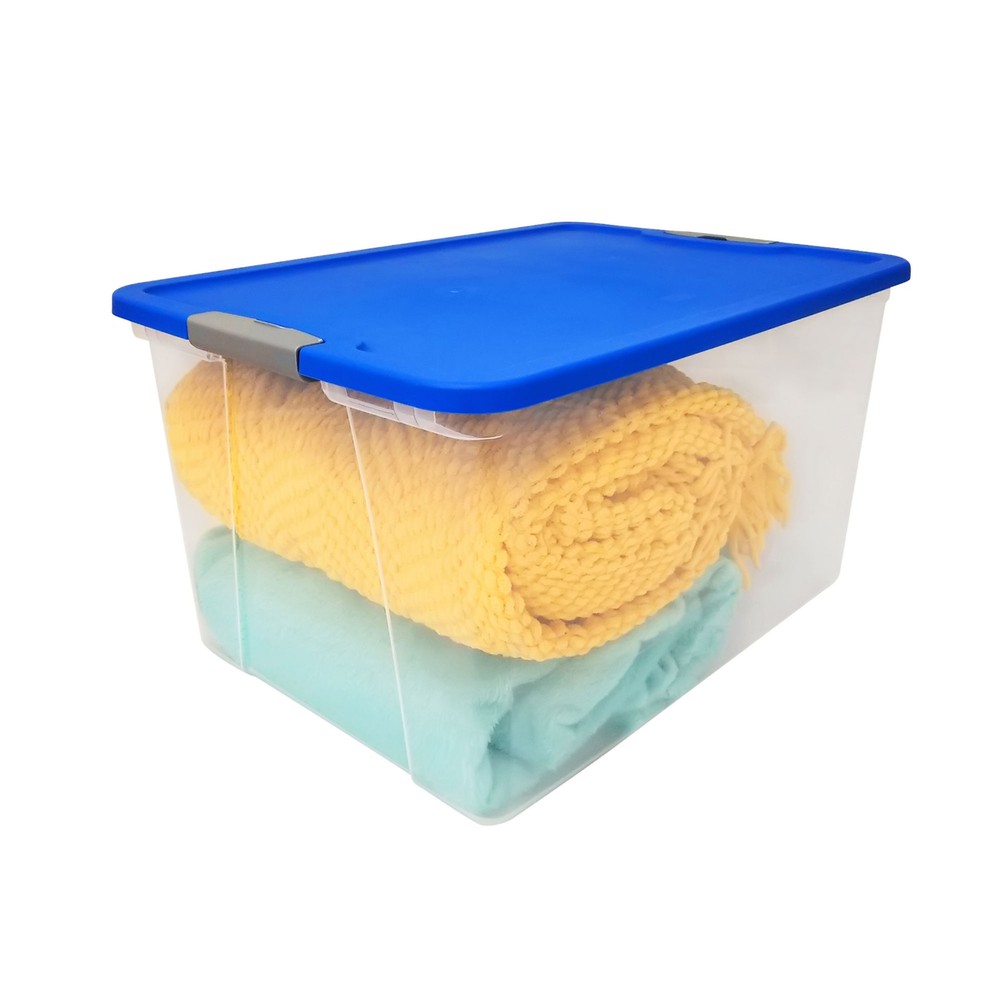 Homz 64 Qt Secure Latch Large Clear Stackable Storage Container w/ Lid (2 Pack)
